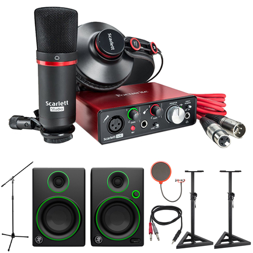 Focusrite Scarlett Solo USB Audio Interface and Recording Kit + Speaker Bundle