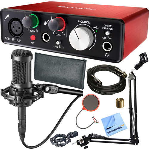 Focusrite Scarlett Solo USB Audio Interface 2nd Gen & Audio-Technica AT2035 Microphone Kit