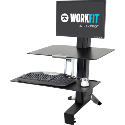 Ergotron WorkFit-S Single LD Workstation with Worksurface in Black - 33-350-200
