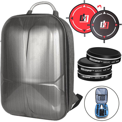 DJI Mavic Air Hardshell Backpack w/ 3 Piece Filter Kit & Landing Pad Bundle