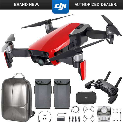 DJI Mavic Air Quadcopter with Remote Controller - Flame Red Max Flight Bundle