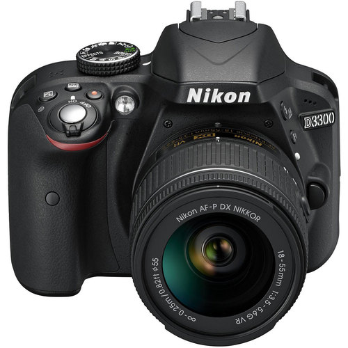 Nikon D3300 DSLR 24.2 MP HD 1080p Camera w/18-55mm AF-P VR Zoom Lens Black Refurbished