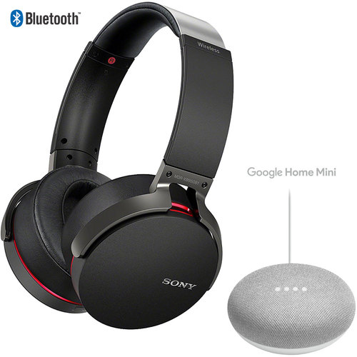 Sony XB950B1 Extra Bass Wireless Headphones (Black) 2017 + Google Home Mini