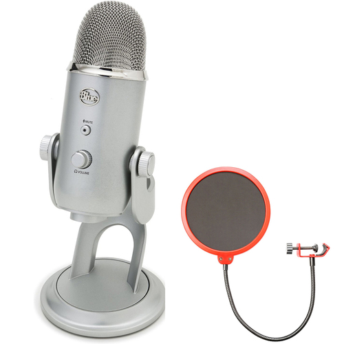 BLUE MICROPHONES Yeti Ultimate USB Microphone Silver - YETI w/ Microphone Wind Screen