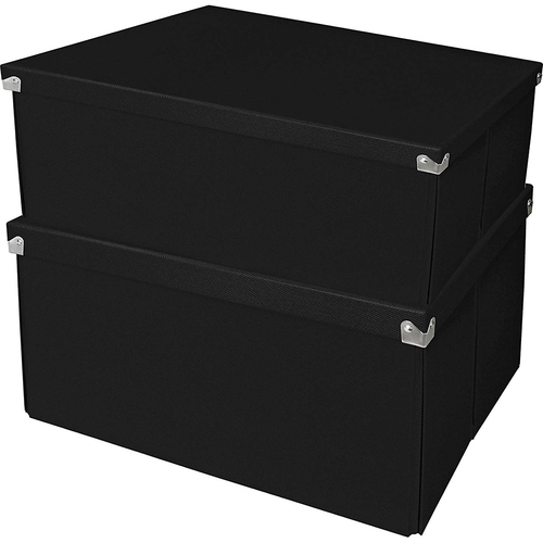 Samsill Mega Box with Lid in Black 2 Pack - PNS06LSBK2