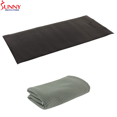 Sunny Health and Fitness 4' x 2' Fitness Equipment Floor Mat w/ Cooling Towel