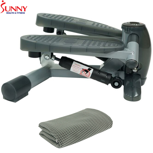 Sunny Health and Fitness Twist-In Step Machine w/ LCD Monitor + Cooling Towel