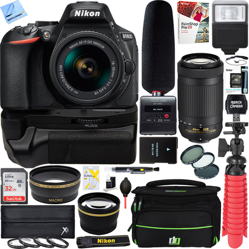 Nikon D5600 DSLR Camera + 18-55mm & 70-300mm Dual Lens Tascam Video Creator Bundle