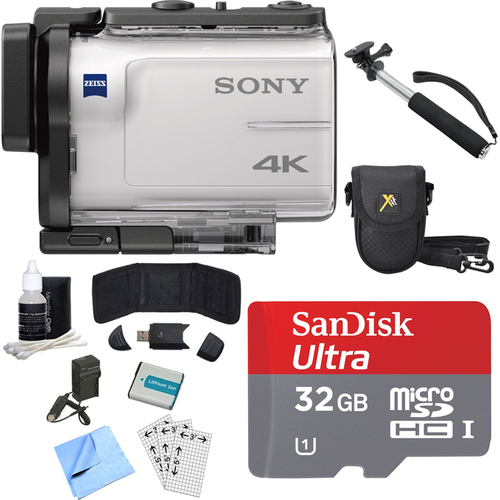 Sony FDR-X3000 4K GPS Action Camera, Selphie Stick, 32GB Card, and Accessory Bundle