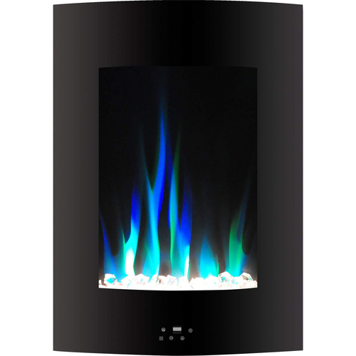 Cambridge 19.5` Vertical Color Changing Wall Mount Fireplace w/ Crystals - CAM19VWMEF-1BLK