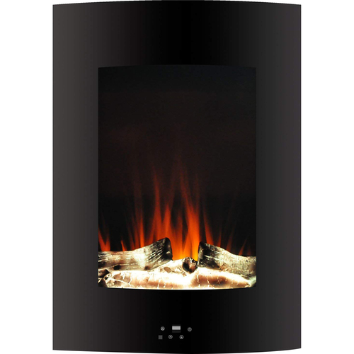 Cambridge 19.5` Vertical Color Changing Wall Mount Fireplace with Logs - CAM19VWMEF-2BLK