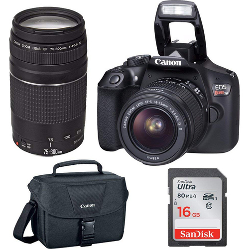 Canon EOS Rebel T6 DSLR Camera w/ 18-55mm IS II + 75-300mm III Double Zoom Kit
