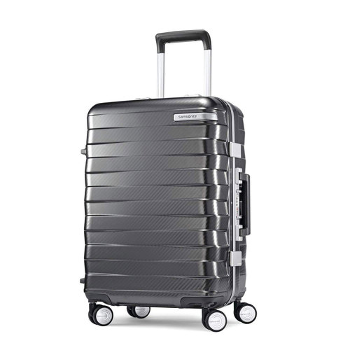 Samsonite Framelock Hardside Zipperless Checked Luggage with Spinner Wheels, 28 Dark Grey