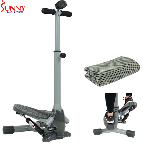 Sunny Health and Fitness Twist-In Stepper w/ Handlebar + Cooling Towel