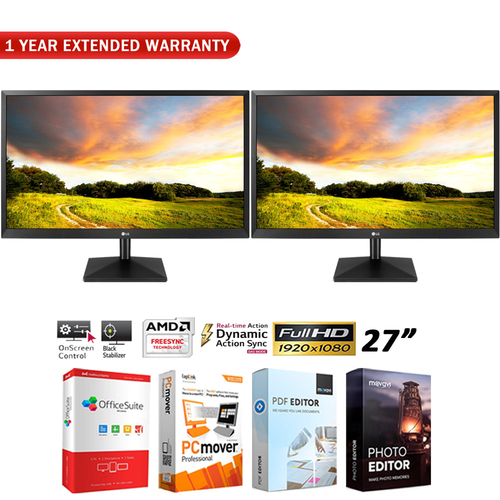 LG Dual 27`IPS LED Monitor 1920 x 1080 16:9 27MK400HB + Extended Warranty Pack