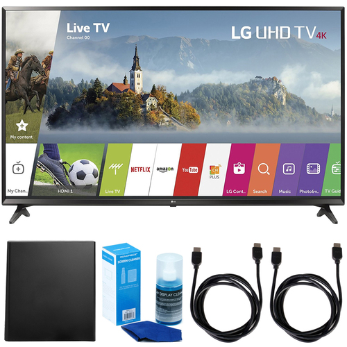 LG 49` UHD 4K HDR Smart LED TV (2017 Model) with Indoor Antenna Bundle