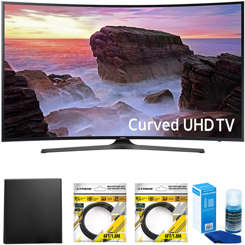 Samsung Curved 65` 4K HDR Ultra HD Smart LED TV 2017 Model with Antenna Bundle