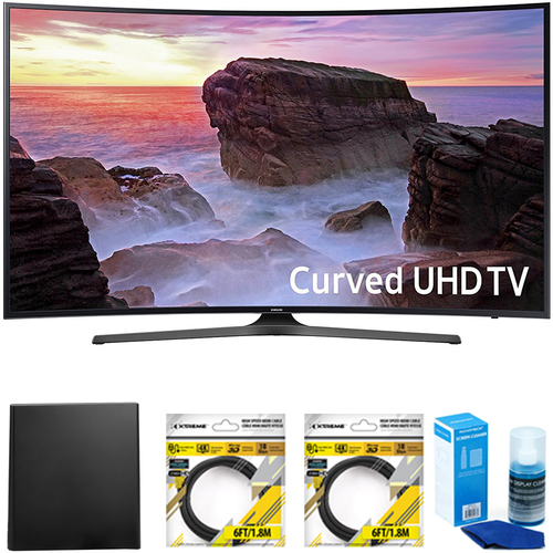 Samsung Curved 55` 4K Ultra HD Smart LED TV 2017 Model with Antenna Bundle