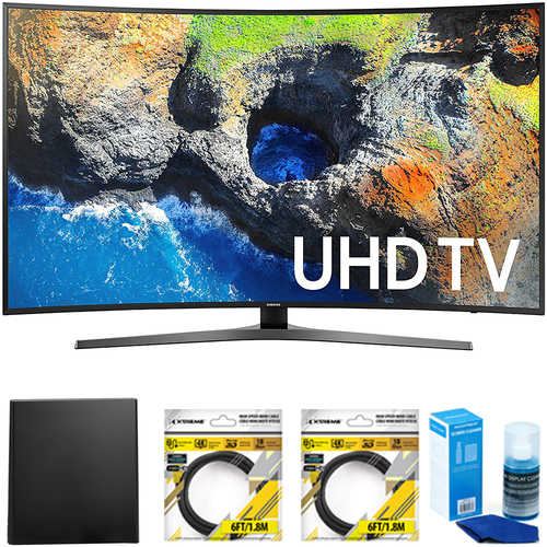 Samsung Curved 65` 4K Ultra HD Smart LED TV 2017 Model with Antenna Bundle