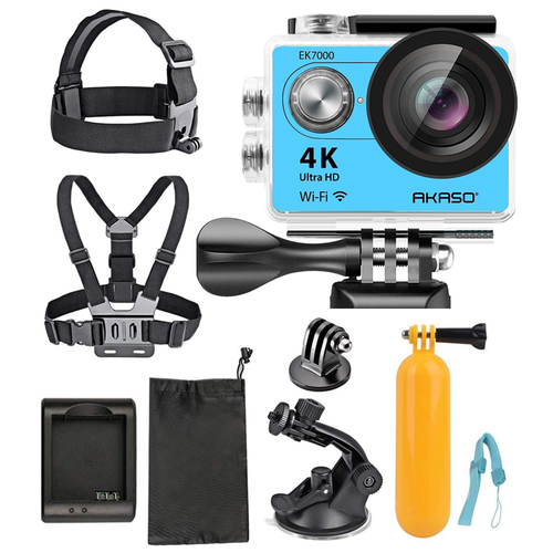 Akaso Ultra HD Waterproof Sports Action Camera (EK7000) with Sports Camera Starter Kit