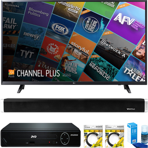 LG 55` Class 4K UHD HDR Smart LED TV 2018 Model + Sound Bar + DVD Player Bundle