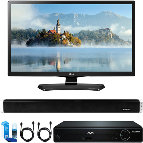 LG 28-Inch 720p HD LED TV 2017 Model w/ HDMI DVD Player & Sound Bar Bundle