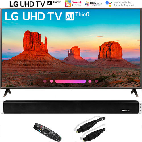 LG 55UK6300 55` UK6300 4K HDR SmartLED AI UHD TV w/ThinQ 2018 w/ Sound Bar Bundle