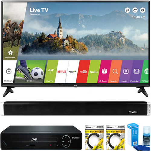 LG 49` Class Full HD 1080p Smart LED TV 2017 Model + Sound Bar + DVD Player Bundle