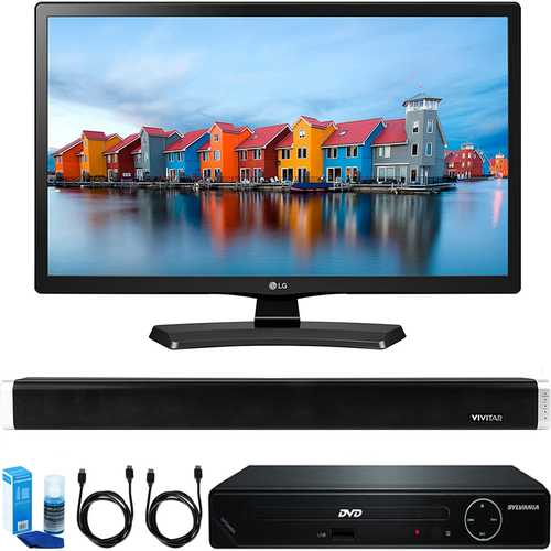 LG 24-Inch Smart LED TV 2017 Model w/ HDMI DVD Player & Sound Bar Bundle
