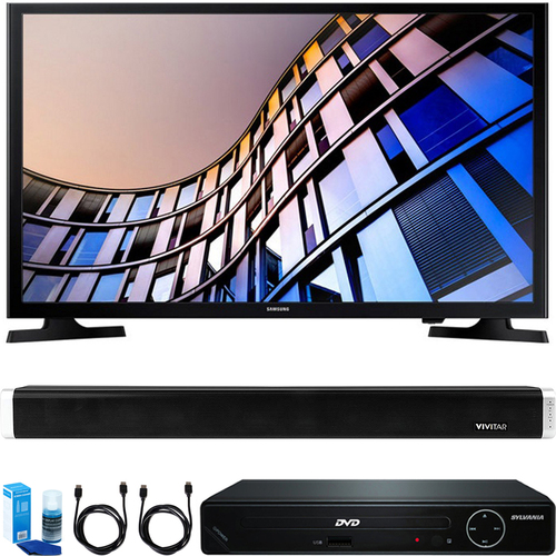 Samsung 32` 720p Smart LED TV (2017) w/ HDMI DVD Player & Sound Bar Bundle