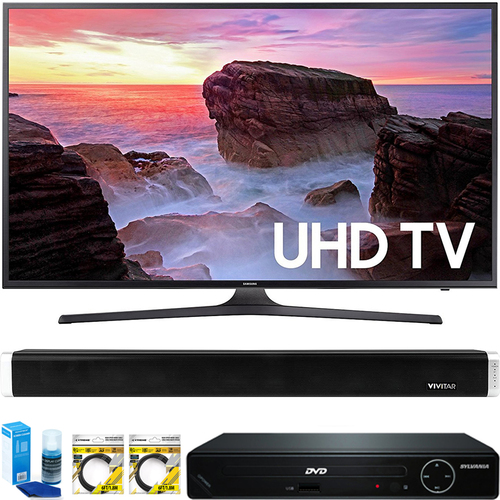 Samsung 65` 4K HDR UHD Smart LED TV 2017 + HDMI DVD Player & Sound Bar Bundle