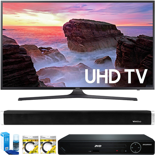 Samsung 40` 4K Ultra HD Smart LED TV 2017 + HDMI DVD Player & Sound Bar Bundle