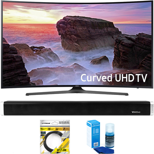 Samsung Curved 65` 4K HDR UHD Smart LED TV (2017) + Bluetooth Sound Bar Bundle