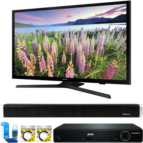 Samsung 50` Full HD 1080p Smart LED HDTV + HDMI DVD Player & Sound Bar Bundle
