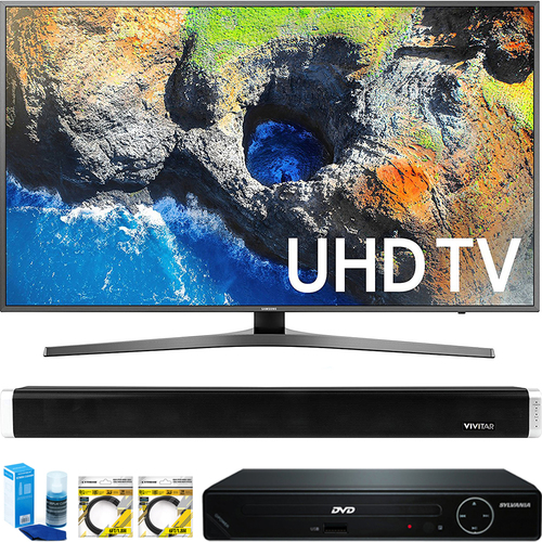 Samsung 65` 4K Ultra HD Smart LED TV 2017 + HDMI DVD Player + Sound Bar Bundle