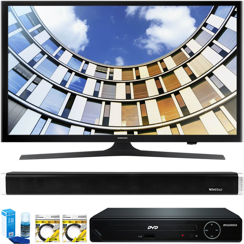 Samsung Flat 50` 1080p LED SmartTV 2017 + HDMI DVD Player & Sound Bar Bundle