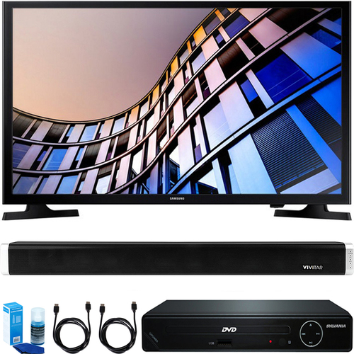 Samsung 27.5` 720p Smart LED TV (2017) w/ HDMI DVD Player & Sound Bar Bundle
