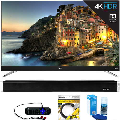 TCL 55` 4K UHD Dolby Vision Roku Smart LED TV 2017 + Soundbar Bundles