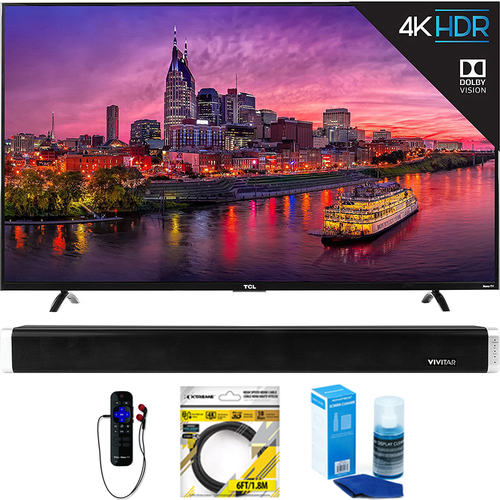 TCL 55` 4K Ultra HD Roku Smart LED TV 2017 + Soundbar Bundles