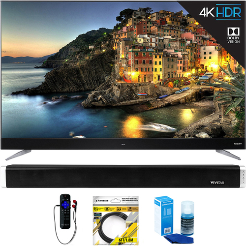 TCL 65` 4K UHD Dolby Vision HDR Roku Smart LED TV 2017 + Soundbar Bundles