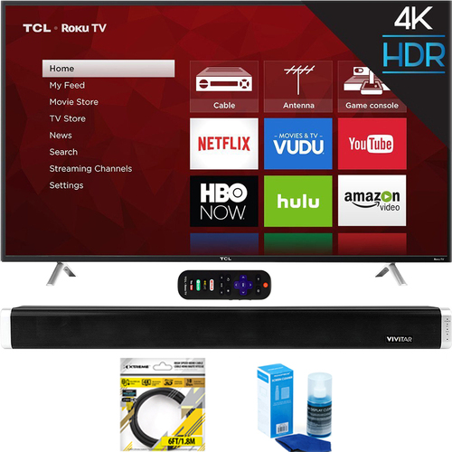 TCL 49` Class S-Series 4K UHD HDR Roku Smart TV + Soundbar Bundles