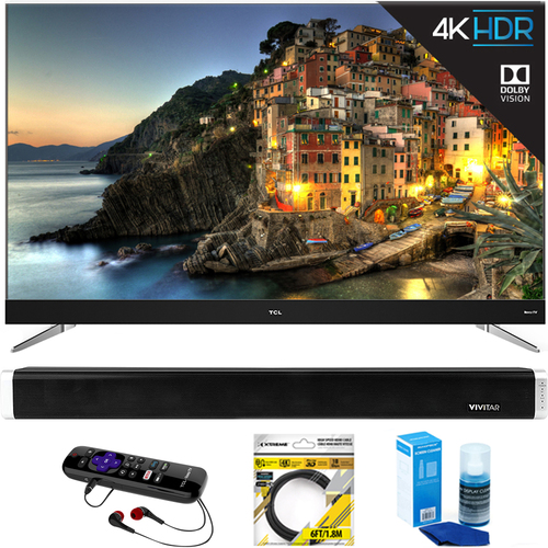 TCL 75` 4K Ultra HD Roku Smart LED TV 2017 Model + Soundbar Bundles