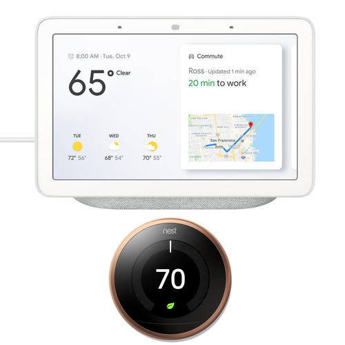 Google Nest Hub with Google Assistant (GA00516-US) + Google Nest Learning Thermostat 3rd Gen