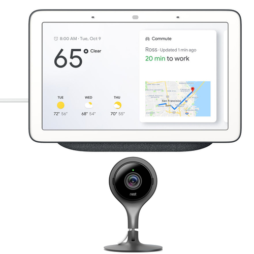 Google Nest Hub with Google Assistant (GA00515-US) + Google Nest Cam Indoor