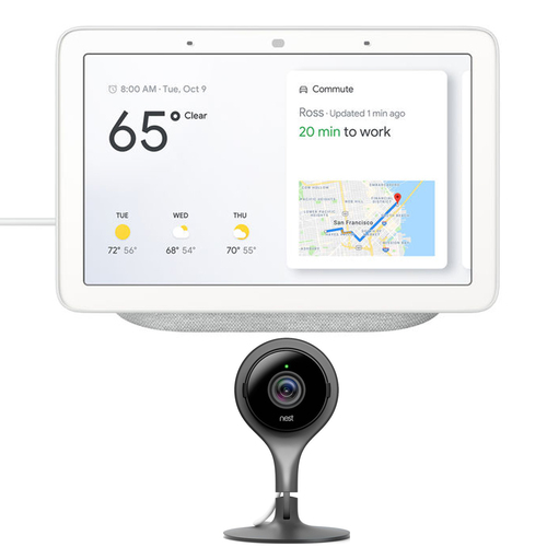 Google Nest Hub with Google Assistant (GA00516-US) & Google Nest Cam Indoor