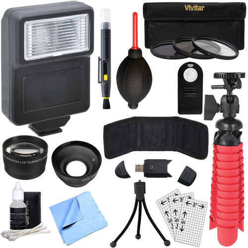 Deco Photo 55mm Wide Angle & Telephoto Lens, 55mm UV, Polarizer & FLD Filter kit and More