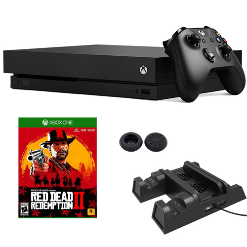 Microsoft Xbox One X with Red Dead Redemption 2 & Dual Controller Charging/Cooling Stand