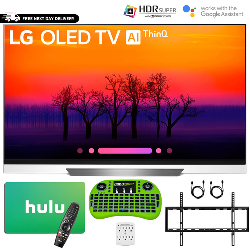 LG 65 Class E8 OLED 4K HDR AI Smart TV (2018) with Hulu Card Bundle