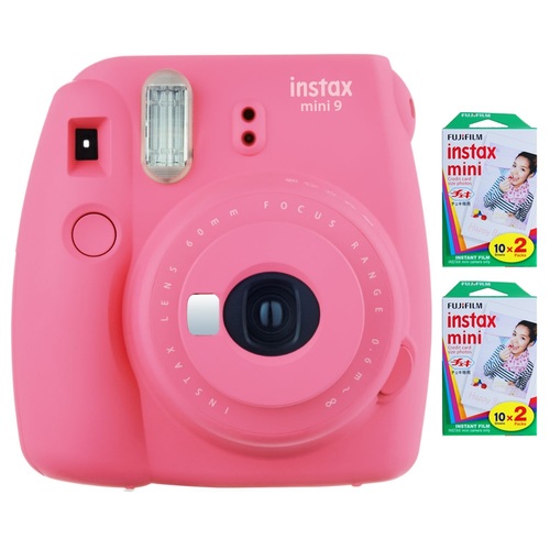 Fujifilm Instax Mini 9 Instant Camera-Flamingo Pink w/ 40 Sheets Of Instant Film
