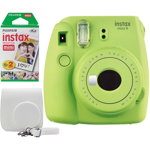 Fujifilm Instax Mini 9 Instant Camera Bundle w/ Case and Film - Lime Green